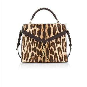 YSL Cassandra Leopard-Print Calf Hair Top Handle Bag